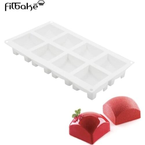 FILBAKE 1PCS Silicone 8 Holes Square Shape Cake Mold Baking Dessert Ice-Creams Tools Mousse Pudding Moulds Baking Accessories