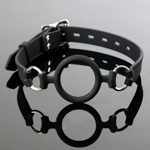 Full Silicone Open Mouth Gag , Inner Diameter 3.7 CM O Ring Mouth Gag , Head Harness Mouth Gagged , Sex Toys For Women