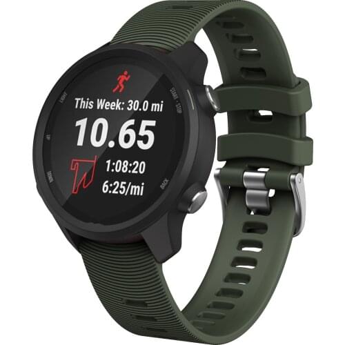 20mm Width Silicone Strap with Silver Buckle for Garmin Forerunner 245M 245 645 Smart Watch High Quality