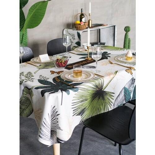 American Cotton and Linen Dining Table Fabric Ins Tablecloth Waterproof Oil-Proof Disposable Nordic Desk Cloth Rectangular