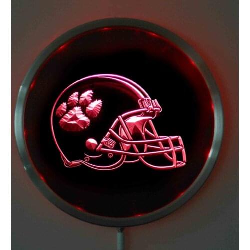 Rs-0158 Clemson Tigers LED Neon Round Signs 25cm/ 10 Inch - Bar Sign with RGB Multi-Color Remote Wireless Control Function