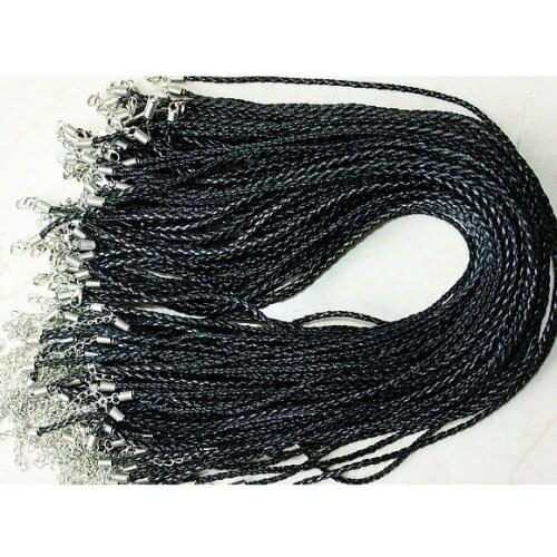 Vintage 100pcs Black Color Braided 3mm Cord Collar Statement Choker Necklace Pendants For Womens Clothing Jewelry Gift DIY Z915
