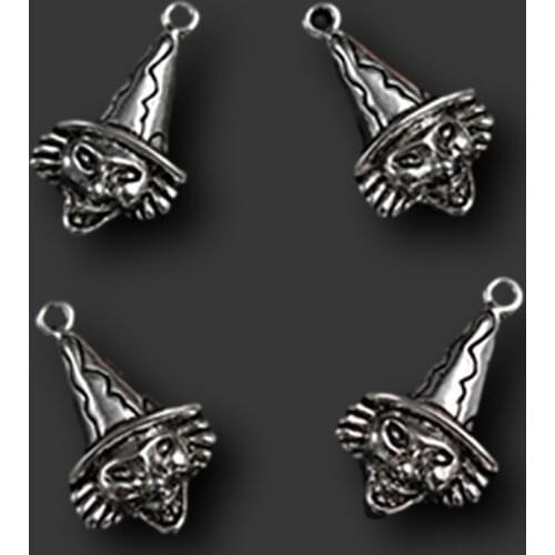 WKOUD 6pcs Silver Plated Witch Charm Alloy Pendants Vintage Necklace Bracelet DIY Metal Halloween Jewelry Handmade A1365