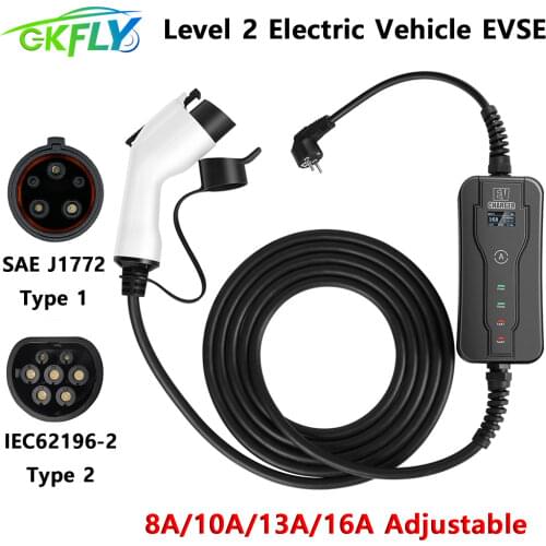 GKFLY Type 1 EV Charger J1772 16A Electric Vehicle Charger Portable Home Use Smart Auto High Quality Charger