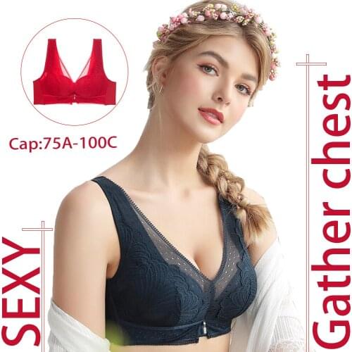SURE YOU LIKE Plus Size Bra Seamless Bras For Women Underwear Gather Chest Sexy Lace Brassiere Push Up Bralette With Pad Vest