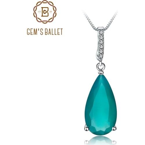 Gems Ballet 7.89Ct Natural Green Agate Gemstone Pendant 925 sterling Silver Necklaces&Pendants For Women Fine Jewelry