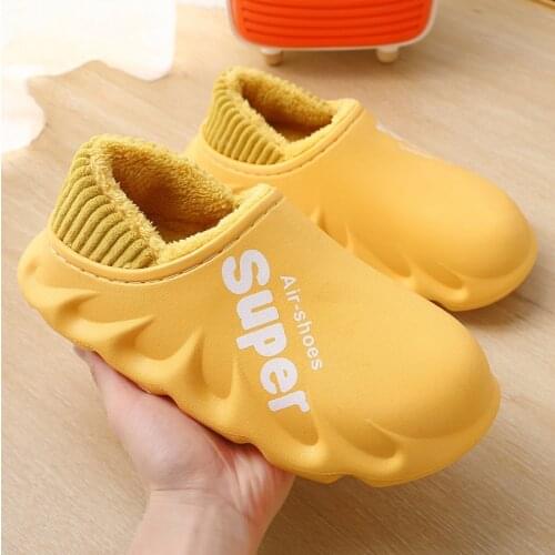 Winter Plush Slippers Warm Men Shoes Waterproof Women Couple Non-Slip Cotton Indoor Outdoor Cozy Home Autumn Thick Heel Slip On