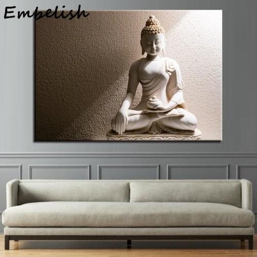 1 Piece Hot White Marble Buddha Statue Modern Home Decor Pictures For Living Room Wall Art Posters HD Spray Canvas Oil Paintings