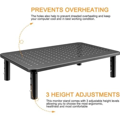 3 Height Adjustable With Mesh Platform Iron Plate Monitor Stand Riser Portable Heat Dissipation Bracket