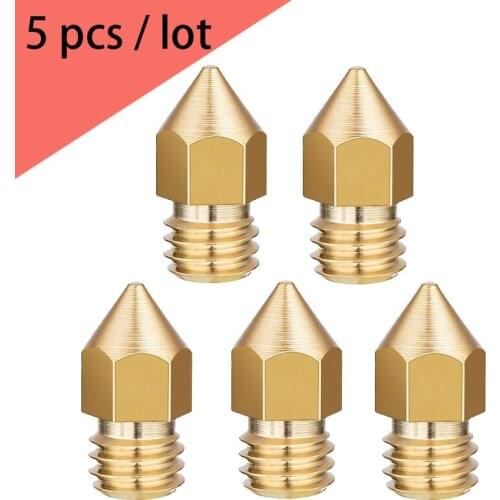 5pcs MK7 MK8 Nozzle 3D Printer Parts 0.2mm 0.3mm 0.4mm 0.5mm Copper Extruder Threaded 1.75mm 3.0mm Filament Head Brass Nozzles