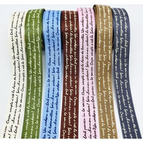 5yards 20mm Polyester Ribbon Printing Text Satin Ribbon For Hair Bow Party Christmas Wedding Decoration DIY Gift Wrapping