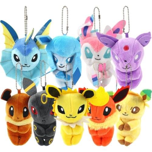 9pcs/Set 9-13cm Anime Jolteon Vaporeon Umbreon Sylveon Leafeon Glaceon Plush Soft Stuffed Toys Keychain Kids Gifts