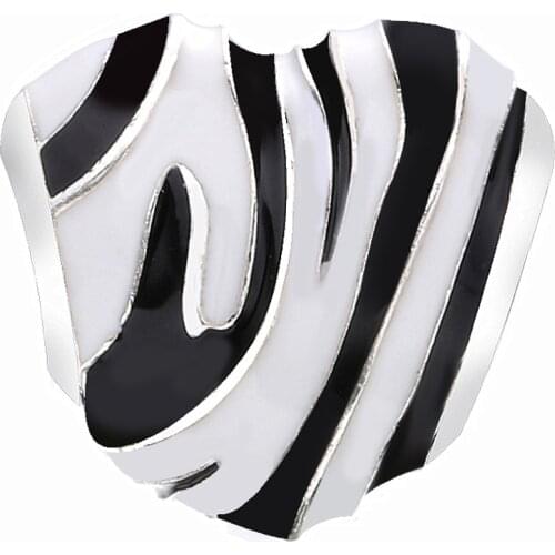 Ajax 925 Sterling Silver Jewelry Zebra Pattern Beads Charms For Bracelet Argent