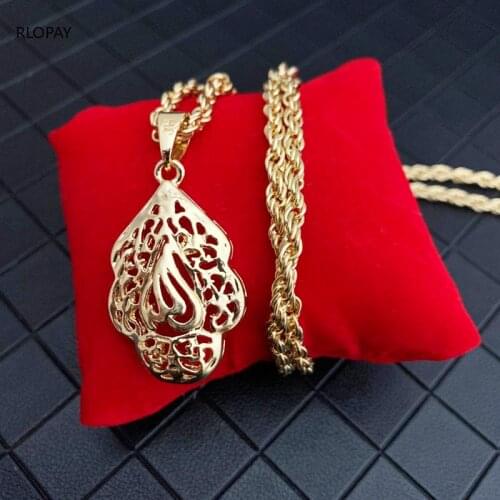 Allah Pendant Necklace for women Muslim Jewelry Necklace Chain Arabic Bridal Gold Pendants