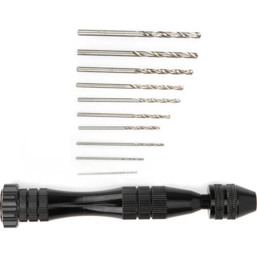Aluminum Alloy Hand Twist Drill Set with 10 Drill Bits Manual Woodworking Tools