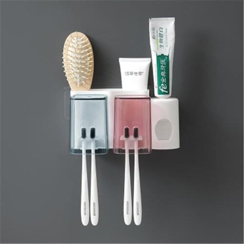 Automatic Toothpaste Dispenser Dust-proof Toothbrush Holder Wall Mount Stand Bathroom Accessories Set Toothpaste Squeezers Tooth