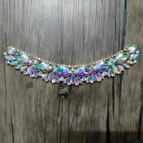 Free Shipping 20pcs/lot Crystal Bridal Applique for Wedding Gown Rhinestone Trimming Bridal Sash Rhinestone Patch LSAP033