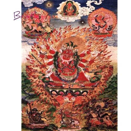 BRISTLEGRASS Wooden Jigsaw Puzzle 500 1000 Piece Hayagriva Horse Neigher Tibetan Buddhism Thangka Painting Educational Toy Decor