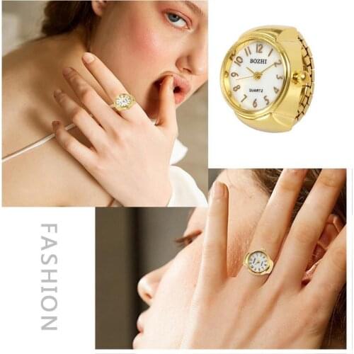 Small Dial Quartz Analog Ring Watch Finger Watch Creative Steel Cool Gift Elastic Quartz Finger Ring Watch fashion ring women
