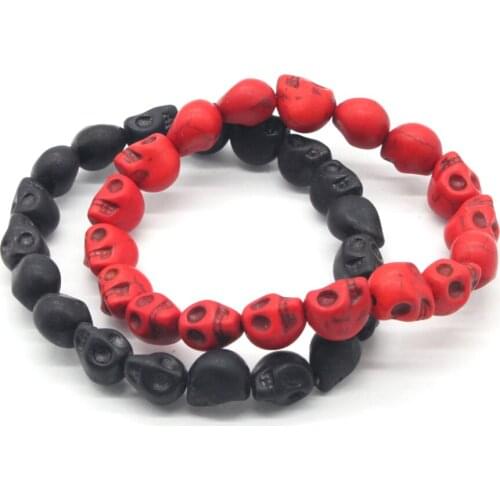 Natural Stone Skull Bracelet unique items exquisite cute skull 10mm stone fashion women bracelet yoga sport trendy jewelry