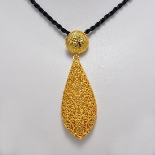 Dubai Islam Africa Pendant Necklaces for Women Men Gold Color Pattern hollow Ethnic Jewelry Party Gift