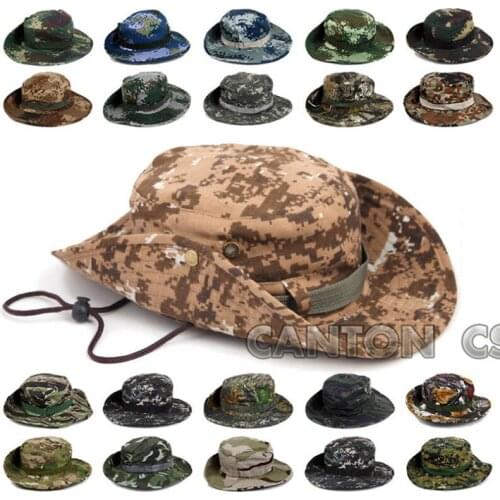 Camouflage Boonie Bucket Hats Camo Fisherman caps With Wide Brim Sun Fishing Bucket Camping Hunting Hat Hunting Accessories