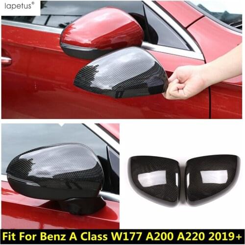 Rearview Mirror Caps Decorative Frame Cover Trim Carbon Fiber Look Exterior For Mercedes Benz A Class W177 A200 A220 2019 - 2021