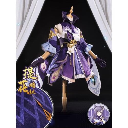 STOCK Game Genshin Impact Keqing Cospaly Costumes Amine Cosplay Womens Clothing Sizes XS-XL 2021 New