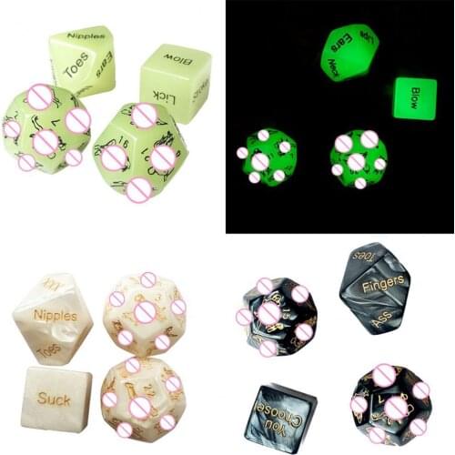 OLO 4Pcs Multiple Sides Adult Sex Pose Carving Luminous Lover Honeymoon Rolling Dice Erotic Game Dice Couples Sex Toy Supplies