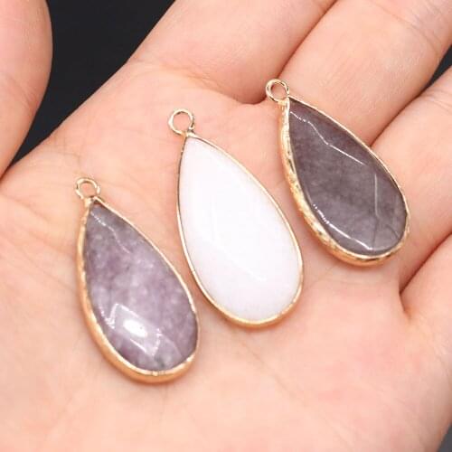 Natural Stone Pendant Water drop shape Semi-Precious Exquisite Charm for Jewelry Making DIY Necklace Earrings Accessories