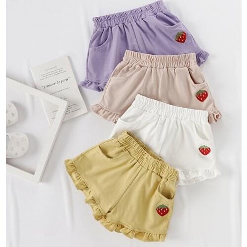 Summer Children Kids Baby Girl Candy Colors Ruffle Shorts Elastic Waist Pants roupa infantil menina summer girls ruffle shorts