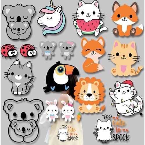 Small Patterns Cute animals Patches for clothing DIY Appliques Iron-on Transfers Patches for Kids Clothing Jacket