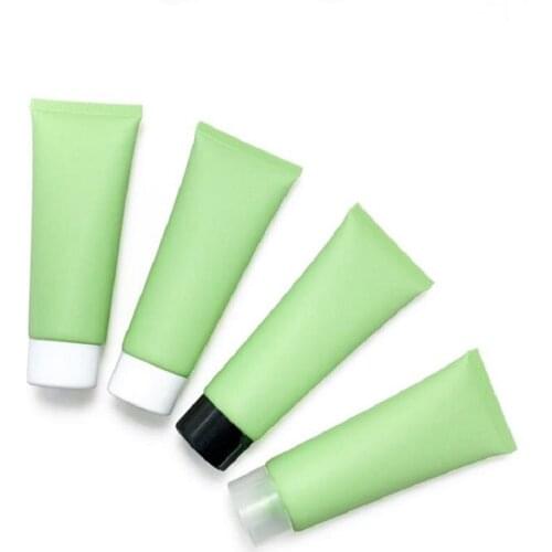 100ml Frost Matte Green Facial Cleanser Empty Bottle Black White Plastict Lid Cosmetic Squeeze Tube Refillable Bottles 25pieces