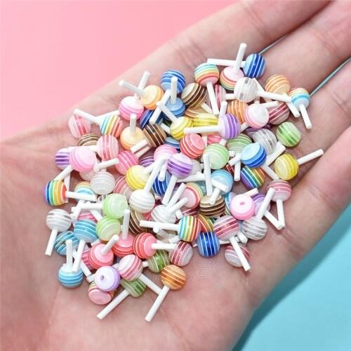 Julie Wang 20PCS Resin Tiny Lollipop Charms Random Color Candy Artificial Food Pendants Jewelry Making Accessory Home Decor