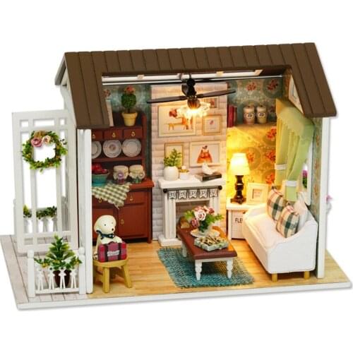 Music Dust Cover Model Building Blocks Toys DIY Handmade Assembling House Wooden Dollhouse Furniture Girls for Children