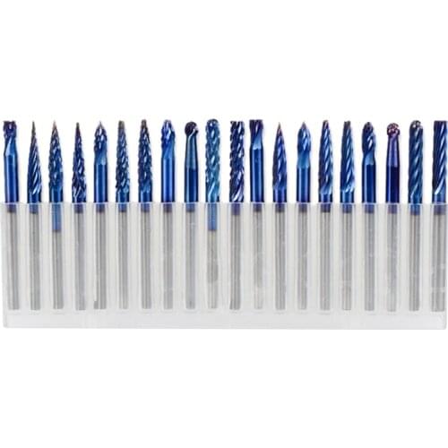 20 Rotary Tool Set, 3Xm, Blue Coating Super Nano, Double Cut and Single Mixed Rotary File, Engraving Sharpening Head
