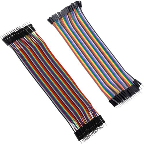 80 Piece Set: 40 Pcs 1 Pin Male To Female Jumper Cable 20 Cm Long + 40pcs 20cm 2.54mm Male To Male Breadboard Jumper Wire Cable