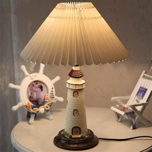 Mediterranean Lighthouse Table Lamps Childrens Room Bedroom Decorated Bedside Lamp Boys Study Room Desk Lights Fixtures