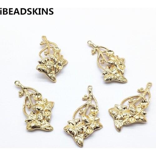 New arrival! 43x25mm 50pcs Copper Leaves shape charm for hand Made Earrings parts DIY/ Jewelry Findings & Components