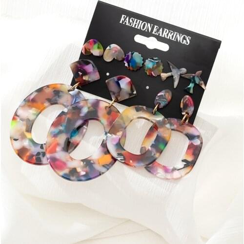 New Fashion Statement Acrylic Round Earrings For Women Earrings Set Big Dangle Drop Earrings Brincos 2021 Trend Female Jewelry