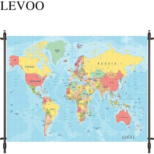 LEVOO new photo backdrop Cartoon world map Learn decoration child backdrop for photo studio photocall vinyl background