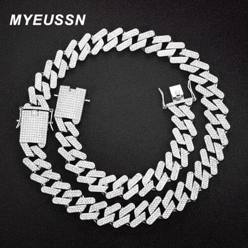 20MM Hip Hop Iced Out Cuban Chain Necklace Men Jewelry Miami Gold Color Curb Cuban Chain For Women Rapper Necklaces Jewelry Gift