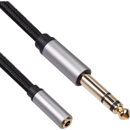3.5mm Female To 6.35mm Male Braided Cable Gold Plated Connector Stereo Audio Adapter For Headphones Amplifier Guitar Phone