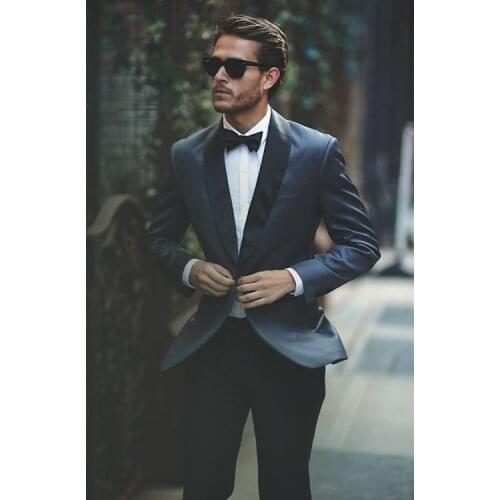 Latest Coat Pant Designs Navy Blue Black Wedding Suits for Men Slim Fit 2 Piece Custom Blazer Formal Suits Groom Tuxedo Vestidos