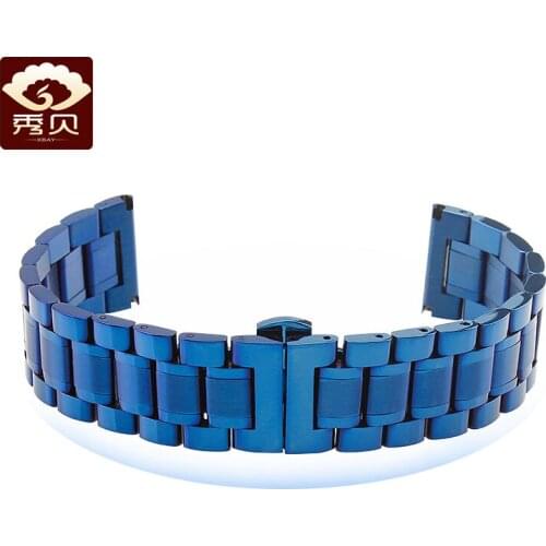 NEW High Quality Blue Stainless Steel Bracelet Strap Wrist Watch Mesh Replacement Band 18mm 20mm 21mm 22mm+tool