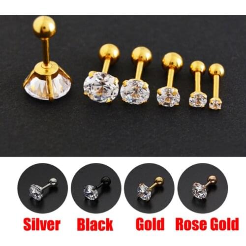 2pcs Stainless Steel Zircon Stud Earrings Classical Style No Fade Allergy Free Boys and girls Earrings For DIY Party Earrings