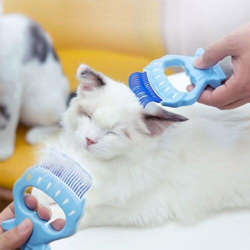Combs dog Hair Remover Cat Brush Grooming Tools Clean Floating Hair Open Knot Massage Remove Flea Shell Comb Blue