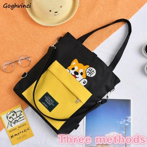Shopping Bags Women Cartoon Printed Cute Kawaii Zipper Large Capacity Ins Students Canvas Tote Fashion HandBag Korean Style Chic