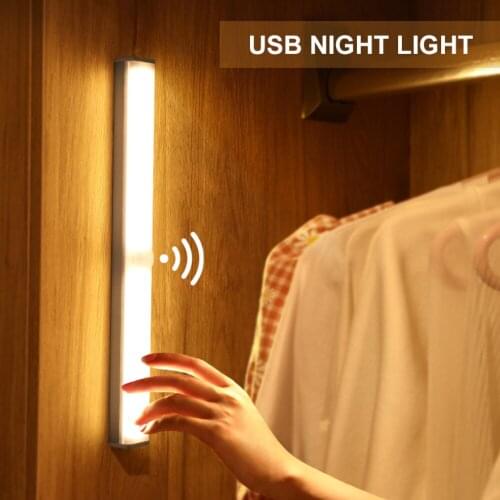 LED Night Light Wall USB Rechargeable LED Light Motion Sensor Lamp Wardrobe Under Cabinet Light Dimming Portable Magnetic Lamp