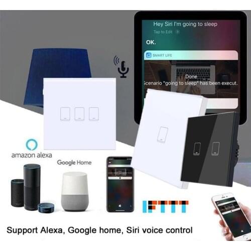 TUYA WiFi Smart Touch Switch 90-250V Smart Life APP Wall Smart Light Switch Timing Save Energy For Alexa Google Home Assistant